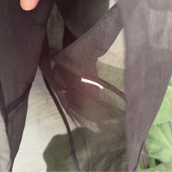 Good American Sheer Tulle Crepe Dress Overlay Button Down Puff Long Sleeve Black - Picture 9 of 12